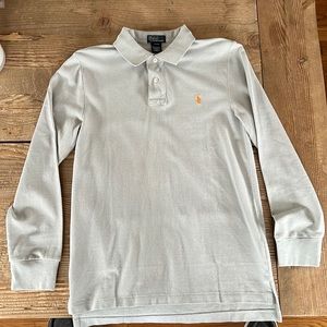 POLO - RALPH LAUREN - NEW with tags.  Youth Size L - L/S Polo shirt. Gray.